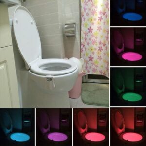 Lampe de Toilette LED avec Capteur de Mouvement – Veilleuse 8 Couleurs pour Salle de Bain et WC