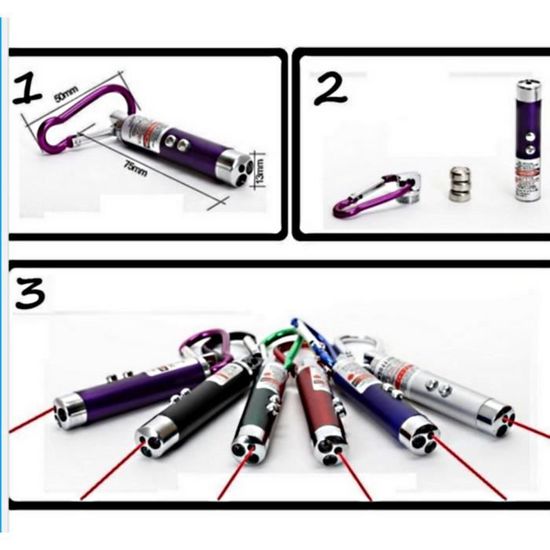 Porte-clés Laser Pointeur Projecteur avec Mousqueton - Pratique et Compact (7 cm)