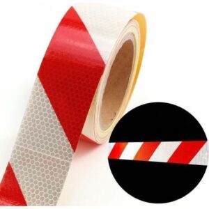 Ruban autocollant réfléchissant 10m x 5cm - Rouge et blanc pour sécurité et visibilité optimale