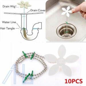 Set de 10 Outils de Nettoyage pour Évier de Cuisine et Salle de Bain - Éliminez les Cheveux et Débris Facilement!