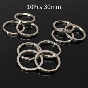 10 Anneaux Fendus 30mm en Argent Plaqué - Porte-Clés Pratiques pour Femmes et Hommes, Idéal Bricolage