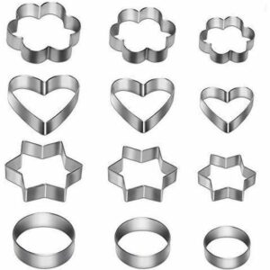 12 emporte-pièces en acier inoxydable : cœurs et étoiles pentagramme pour des créations amusantes avec les enfants !