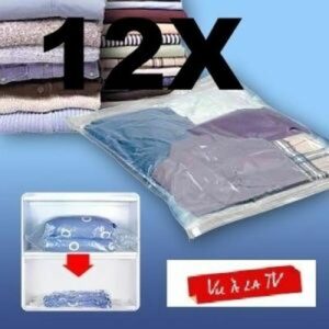 12 Housses sous vide 98x68 cm pour un rangement optimal de vos vêtements