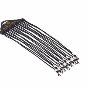 Lot de 12 Cordelette Noir pour Lunettes - Attaches et Sangles Pratiques + Cadeau Inclus