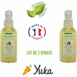 Lot de 2 Sprays d'Huile de Coco Nourrissante - Cheveux, Visage, Lèvres, Corps - Accélère la Pousse et Fortifie