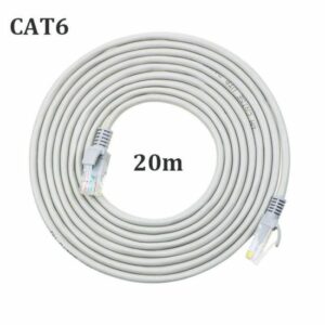 Câble Ethernet Plat Cat6 20M RJ45 Blindé 1Gbps 250MHz - Idéal pour Routeurs et Modems (Gris Argenté)