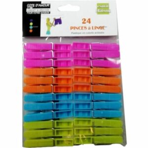24 Pinces à Linge Colorées en Plastique - Idéales pour Sécher Vos Linges avec Style !