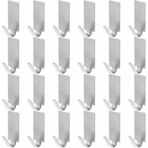 Set de 24 Crochets Adhésifs en Inox - Solution Pratique et Durable pour Organiser Votre Espace