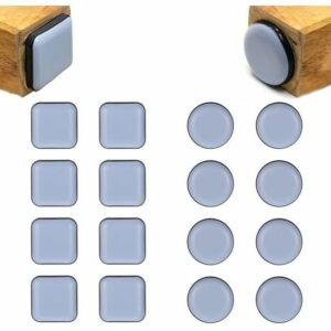32 Patins Teflon Rond & Carré pour Meubles - Glisseurs Adhésifs 25mm pour Chaises et Tables