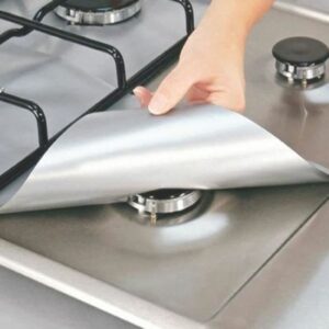Set de 4 Couvercles en Aluminium Réutilisables pour Cuisinière à Gaz - Propreté et Facilité de Nettoyage
