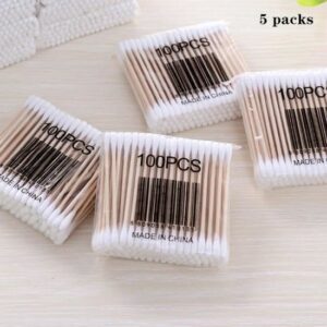 5 Paquets de Cotons-Tiges Écologiques à Double Tête en Bois - Bâtons de Beauté Pratiques et Doux