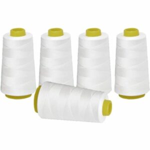 Pack de 5 Bobines de Fil à Coudre Polyester Blanc - Idéal pour Couture à la Main et Machine