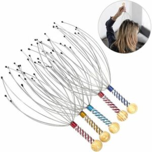 Set de 5 grattoirs en acier pour cuir chevelu - Massagers thérapeutiques à poignée en bois