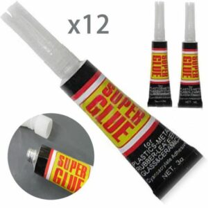 Colle Super Glue Extra-Forte Cyanoacrylate - 6 ou 12 pcs pour Plastique et Cuir, Adhésif Ultra-Résistant
