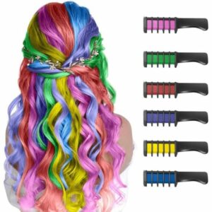 Peigne à Craie Temporaire - 6 Couleurs Vives pour Cheveux, Idéal pour Filles et Enfants