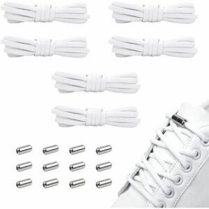 6 Paires de Lacets Élastiques Ajustables pour Enfants et Adultes - Sans Noeud avec Bouton Métal Autobloquant
