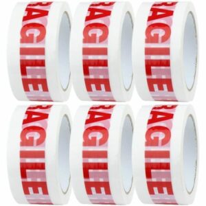 Pack de 6 rouleaux de ruban adhésif imprimé 'Fragile' - 48 mm x 66 m pour un emballage sécurisé