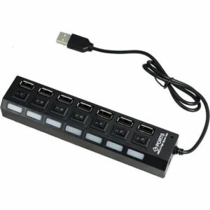 Hub USB 7 Ports avec Interrupteurs Individuels et Indicateurs Lumineux - USB 2.0 Pratique et Efficace