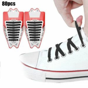 Lacets Élastiques en Silicone Noir - 80 Pièces Pratiques et Économiques - Idéal pour un Style Sans Cravate