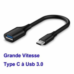 Adaptateur OTG Type C vers USB 3.0 - 5Gbps pour MacBook Pro, Galaxy S8/S9/S10, ChromeBook Pixel, Redmi