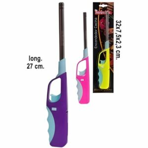 Allume-Gaz Électronique Rechargeable POLYFLAME 27 cm - Flamme Réglable Multicolore - Sécurité Enfants Intégrée