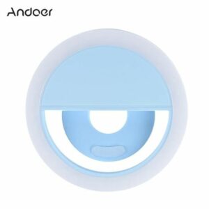 Andoer Mini Lampe Anneau LED 36, 3 Modes d'Éclairage, Batterie USB Rechargeable pour Smartphone - Bleu