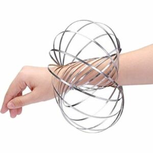 Bracelet Sensory Kinetic Spring - Anneaux de Flux Argenté - Jouet Interactif Mixte pour Enfants