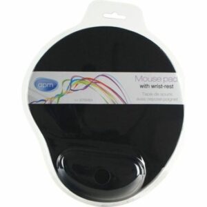 Tapis de Souris Ergonomique avec Repose Poignet - APM Noir Gel Textile Anti-Dérapant - Confort Optimal