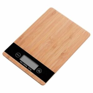 Balance de cuisine en bambou numérique avec écran LCD - Précision jusqu'à 5 kg pour vos recettes et préparations.