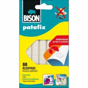 BISON Pâte à Fixer Patafix - 80 Pastilles Adhésives Réutilisables et Détachables Blanches
