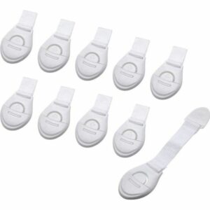 Lot de 10 Bloque-Porte Sécurité Bébé - Serrures Adhésives Résistantes pour Placards, Tiroirs et Toilettes