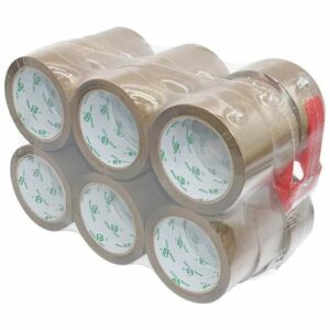 BOMEI PACK - Lot de 18 rouleaux de ruban adhésif marron avec dérouleur pour emballage - 66m