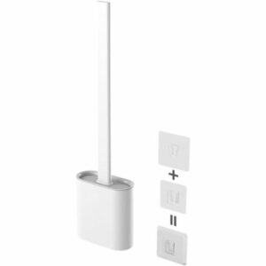 Brosse WC Étanche en Silicone - Tête Plate & Poils Souples avec Support de Séchage Pratique