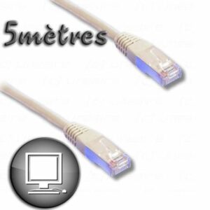Câble RJ45 Catégorie 6 Blindé FTP 5m - Performances Optimales pour Connexion Internet Fiable