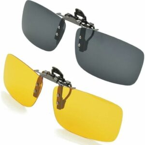 Lot de 2 Clips Solaires Polarisants Unisexe avec Vision Nocturne pour Lunettes - Protection et Confort