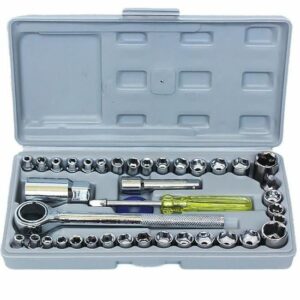 Coffret d'outils en acier au carbone - 40 pièces indispensables avec clé à douille combinée