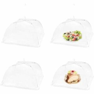 Set de 4 Couvercles Alimentaires Pliables Anti-Mouches - Cloche en Maille Pop-up Réutilisable en Dôme