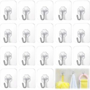 18 Crochets Adhésifs Transparents - Fixation Murale Facile sans Perçage - Pratiques et Discrets