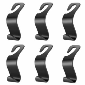 Crochets de Siège de Voiture Noir - Lot de 6 en Plastique - BIQIQI, Pratique et Élégant pour Votre Auto