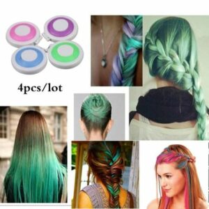 Poudre à cheveux pastel 4pcs - Teinture temporaire déguisement Halloween Noël , facile à appliquer pour un look festif !