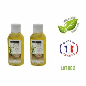 Dollania Huile de Jojoba 100% Pure - Soins Visage, Corps, Cheveux & Barbe - 2 Flacons de 100ml Fabriqués en France
