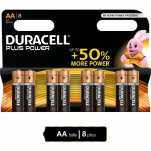 DURACELL Piles AA Plus Power - Pack de 8 Batteries Longue Durée pour Tous Vos Appareils