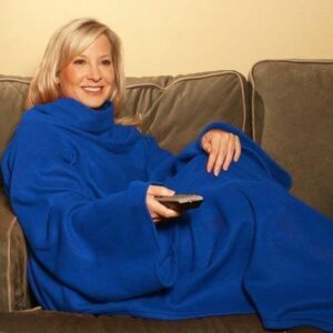 Duvet avec Manches Adulte - Couverture Fleece Snuggie Confortable pour un Hiver au Chaud (Bleu)