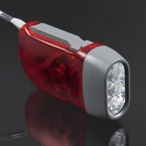 Lampe de Poche E2W 3 LED Manivelle Rouge - Torche Portable Idéale pour Camping et Aventures en Plein Air