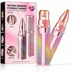 Épilateur et Tondeuse à Sourcils Électrique 2 en 1 - Précision pour Sourcils, Lèvres et Nez