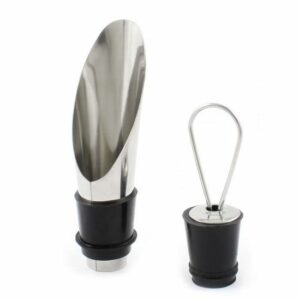 Entonnoir à Bouteille de Vin Argenté - Verseur et Bouchon Pratique pour un Service Élégant