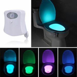 HOOME Lampe LED Veilleuse pour WC et Salle de Bain - Détecteur de Mouvement avec 8 Couleurs Changeantes