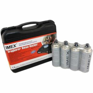 Kit Réchaud à Gaz Butane i-mex Compact avec Mallette + 4 Cartouches A185 - Idéal Pour Vos Aventures!