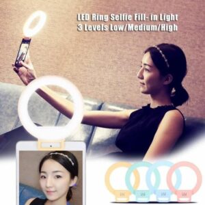 Lampe Anneau LED Selfie - Éclairage de Remplissage pour iPhone, Samsung, HTC - Idéal pour Smartphones (Bleu)