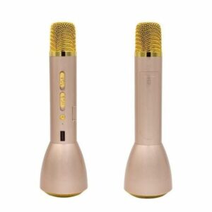Microphone Karaoke Bluetooth Sans Fil K088 OR - Jaune, Parfait pour Vos Soirées Musicales !